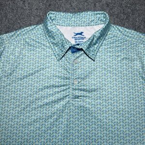 ChalkTalk Sports Polo Adult L Teal Blue Pickleball Print Performance Golf Shirt